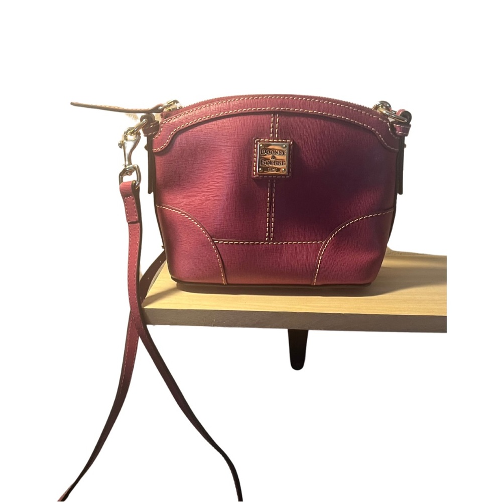 Dooney & Bourke Pebble Grain Mini Domed Crossbody Shoulder Bag (Raspberry) - Picture 2 of 3